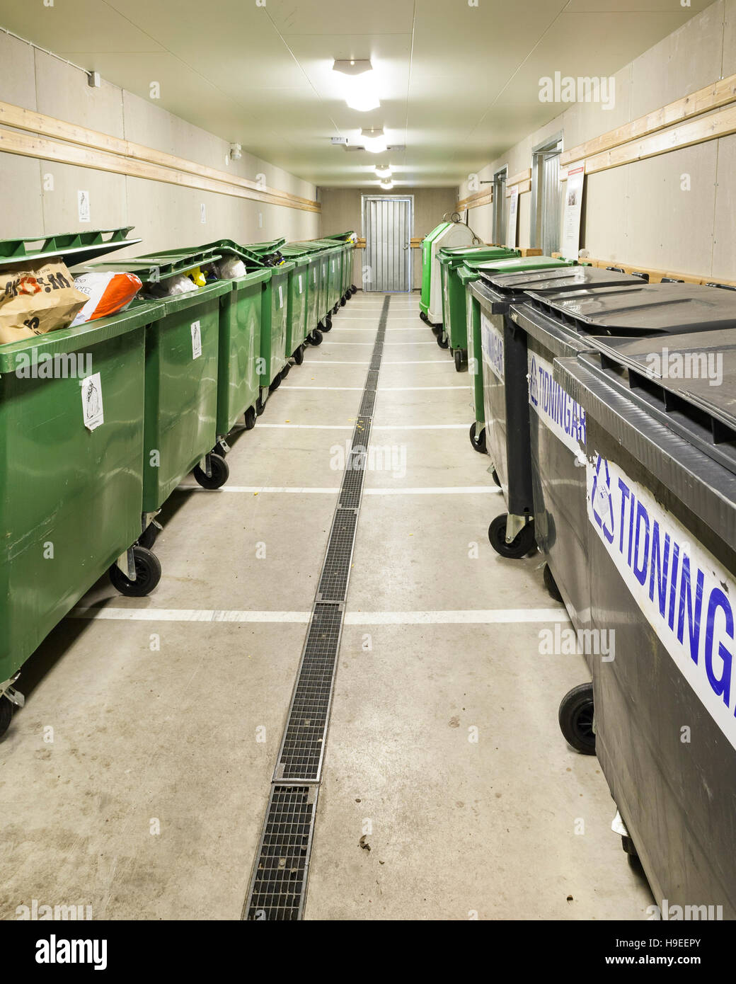 Garbage recycling bins indoor hi-res stock photography and images - Alamy