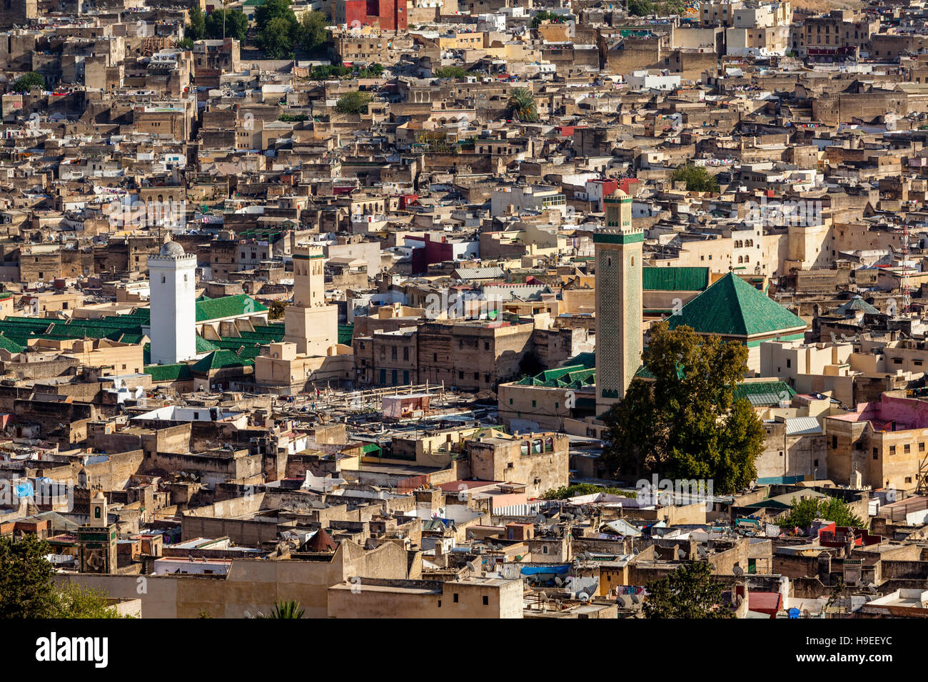 A View Of The Medina (Fez el Bali) From Borj Nord, Fez, Morocco Stock Photo