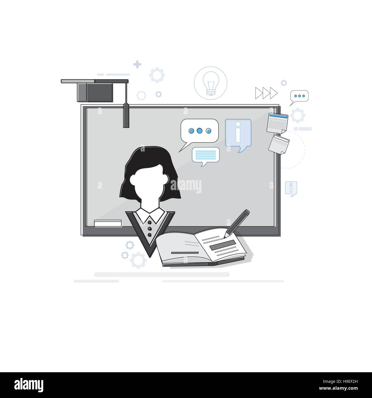 Education Online Learning Web Banner Thin Line Stock Vector Image & Art ...