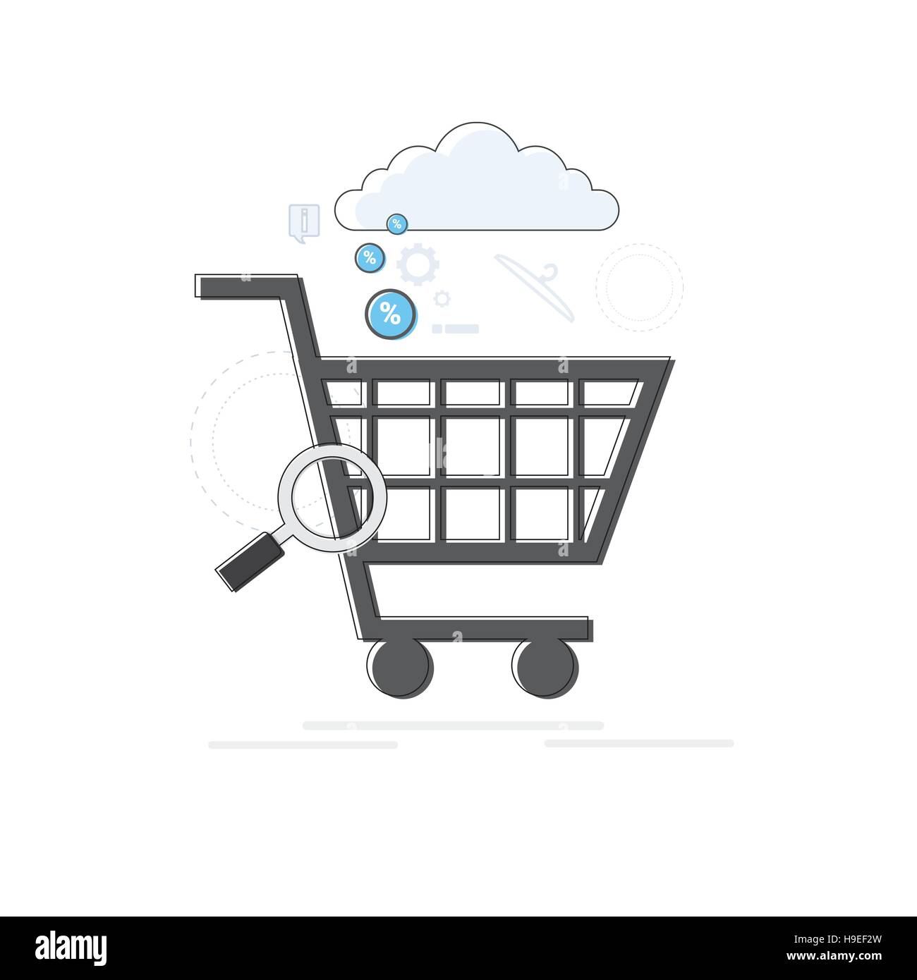 Online Shopping Banner Ecommerce Concept Thin Line Stock Vector