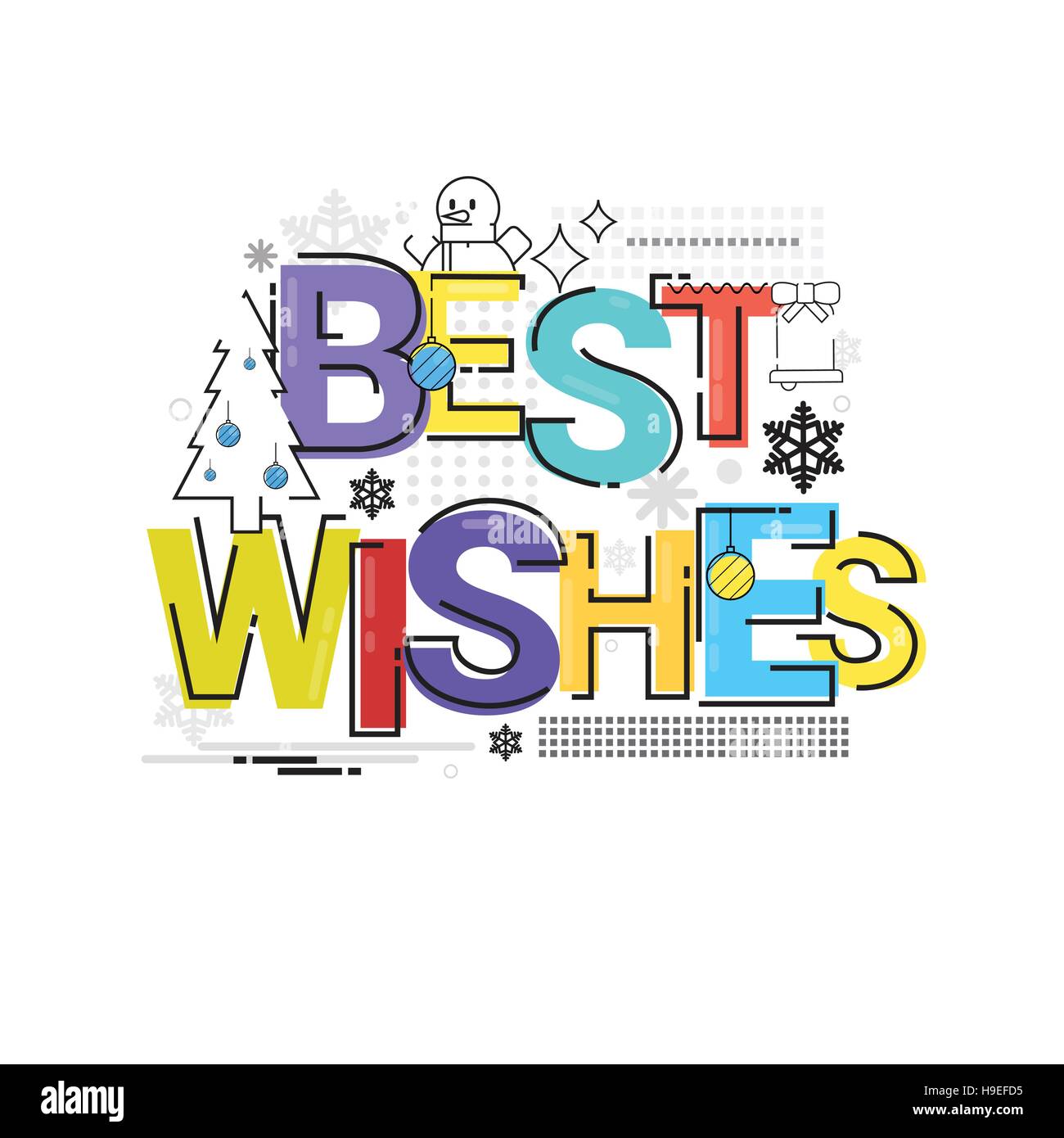 Merry Christmas Happy New Year Simple Line Sketch Banner Card Outline