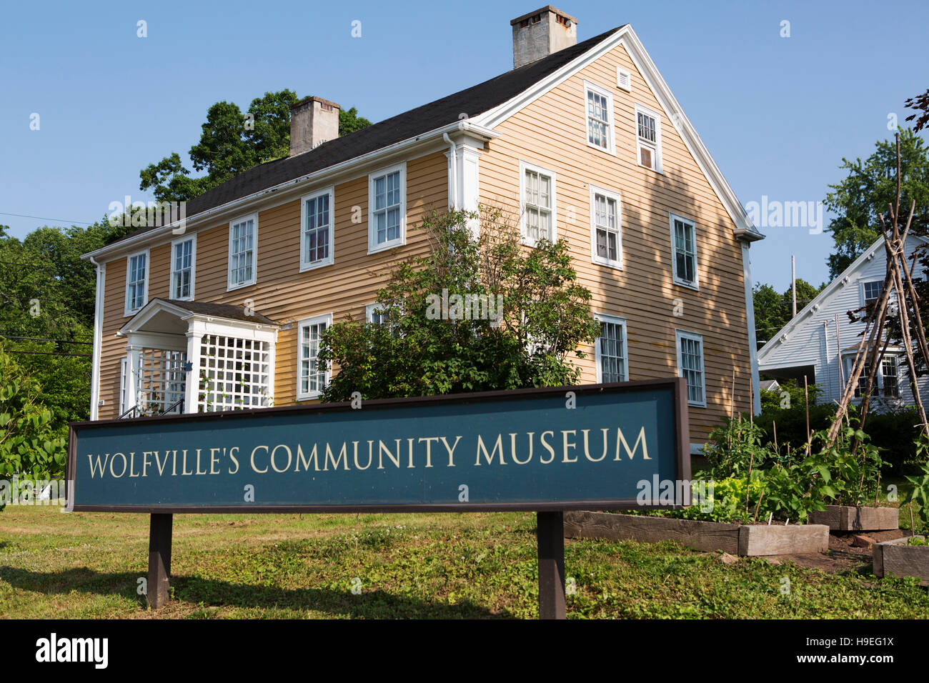 Randall House in Wolfville, Nova Scotia, Canada. The building houses Wolfville's Community Museum. Stock Photo