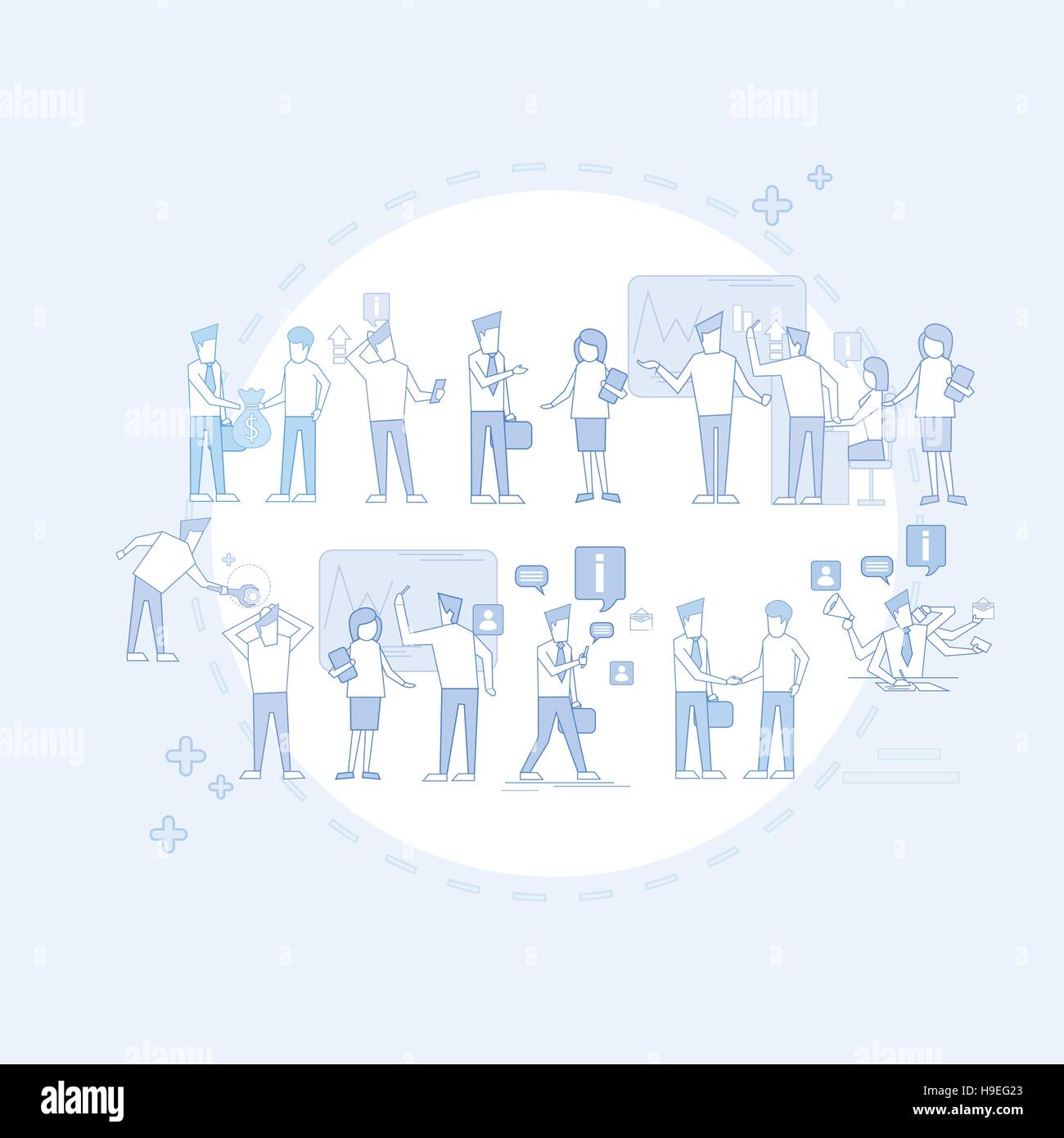 Business People Group Team Businesspeople Teamwork Conference Brainstorming Meeting Stock Vector