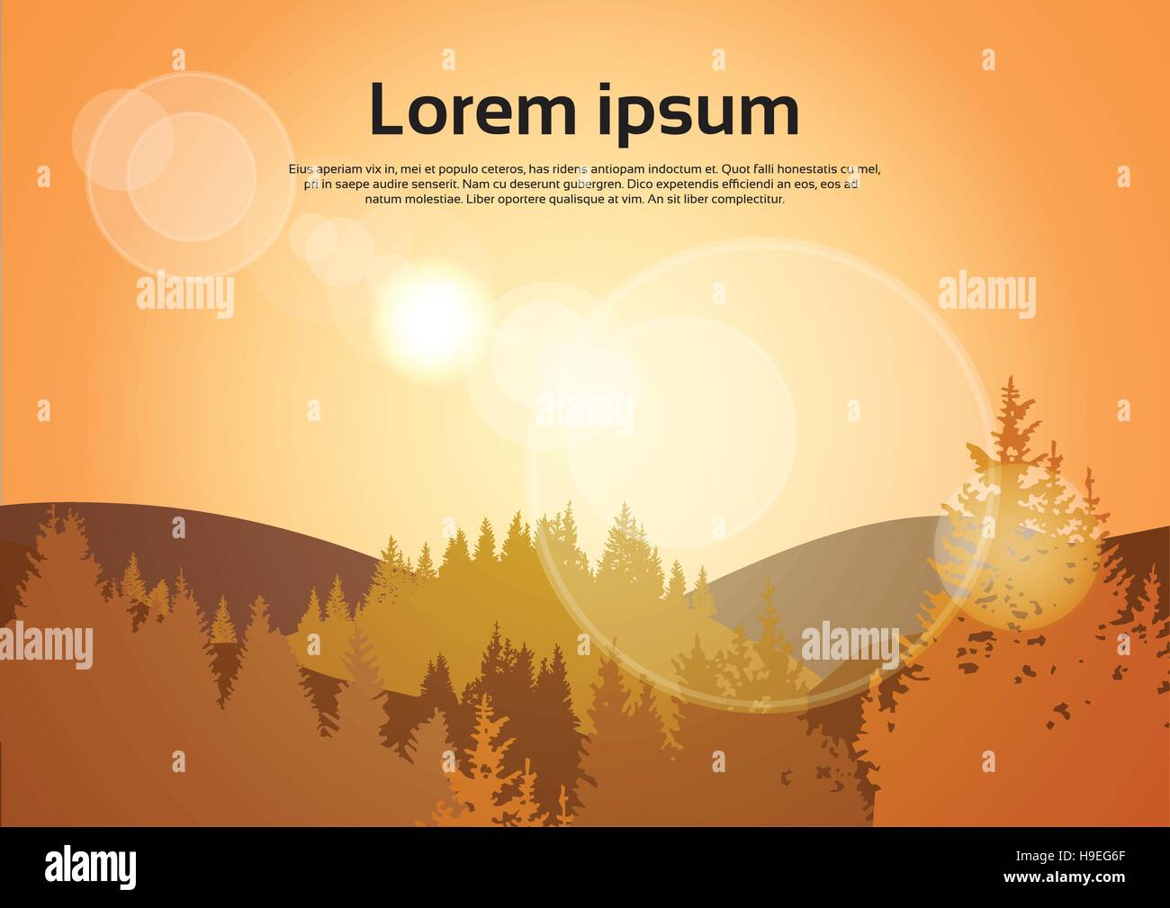 Orange Mountain Sunset Sky Landscape Stock Vector Image & Art - Alamy