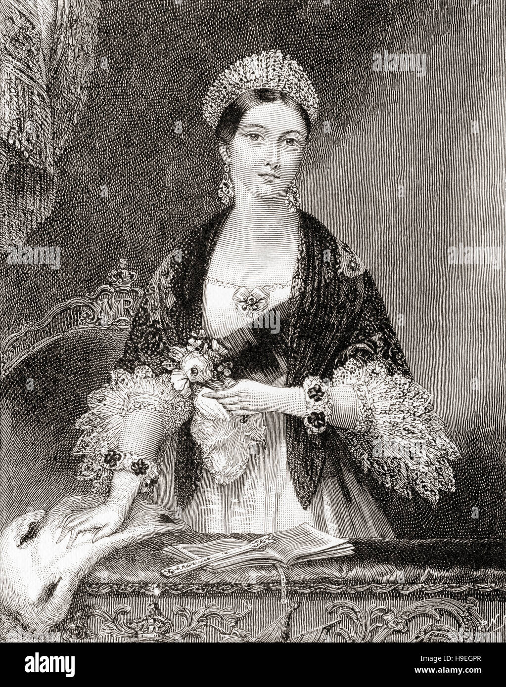Victoria, 1819 –  1901.  Queen of the United Kingdom of Great Britain and Ireland and Empress of India. Seen here in 1837 just after her coronation. Stock Photo