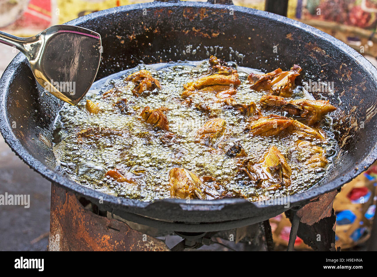 Fried chicken cooking in South East Asia Stock Photo Alamy