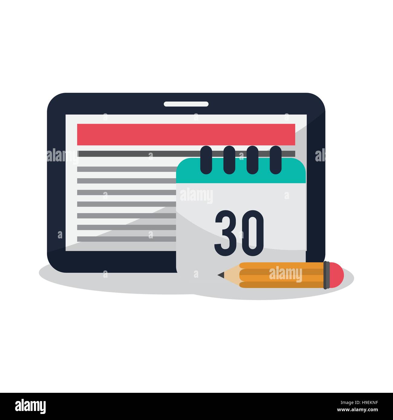 Tablet calendar pencil and blog design Stock Vector Image & Art - Alamy