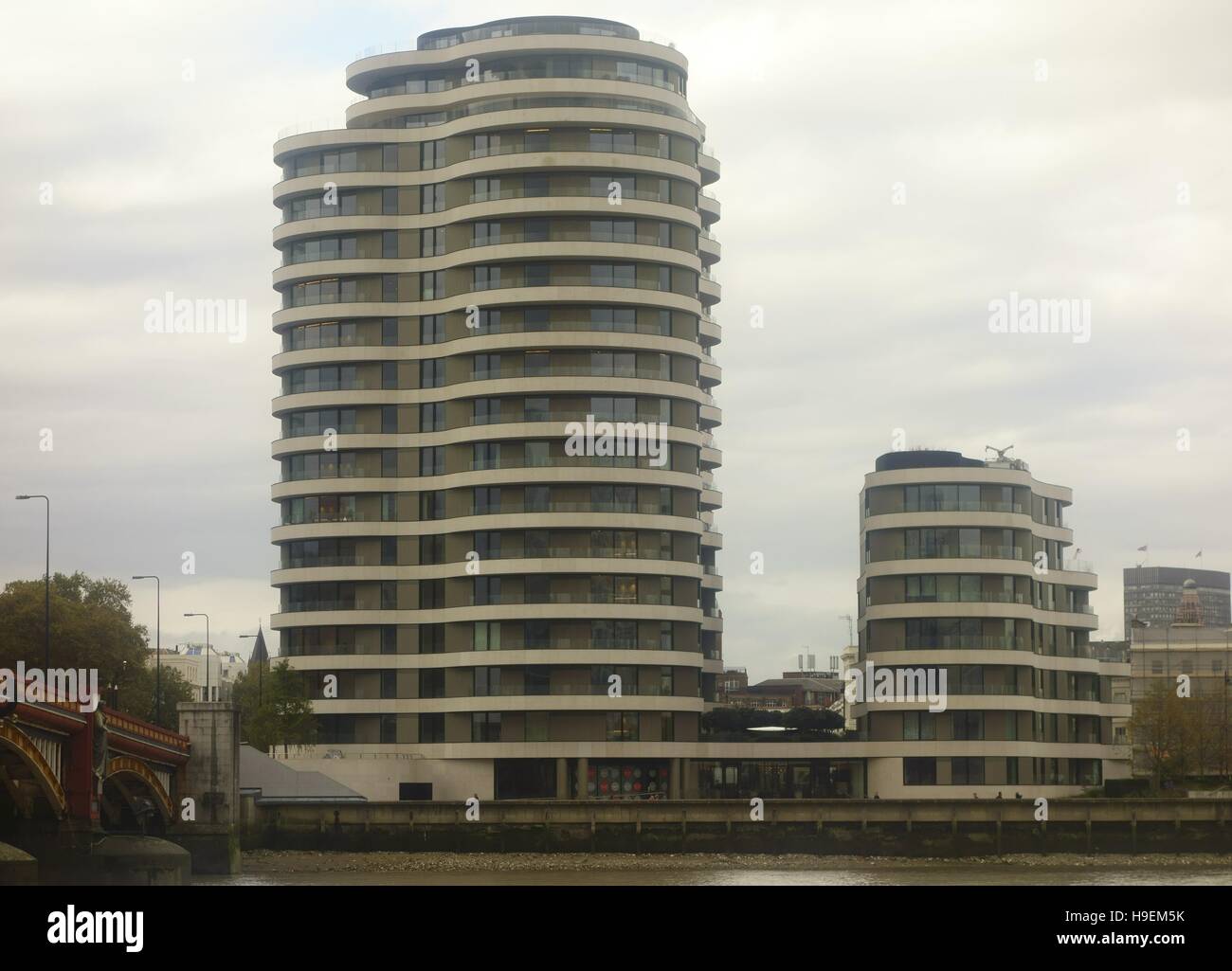 Riverwalk Apartment Building and Vauxhall Bridge on the River Thames in