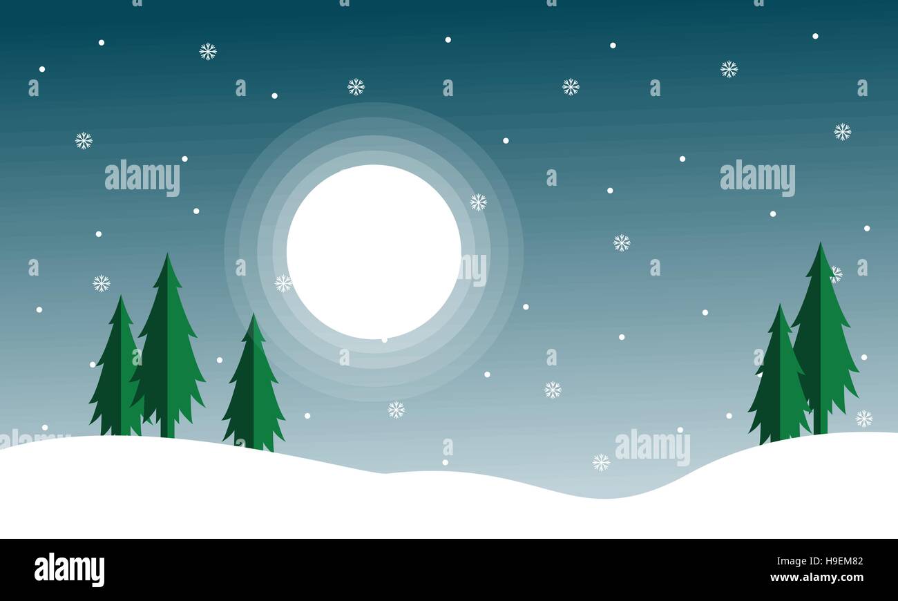 Silhouette of spruce with moon scenery Stock Vector Image & Art - Alamy