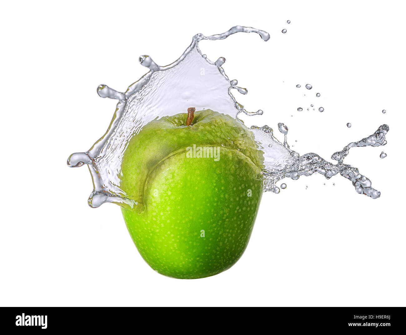 Water splash with apple isolated Stock Photo Alamy