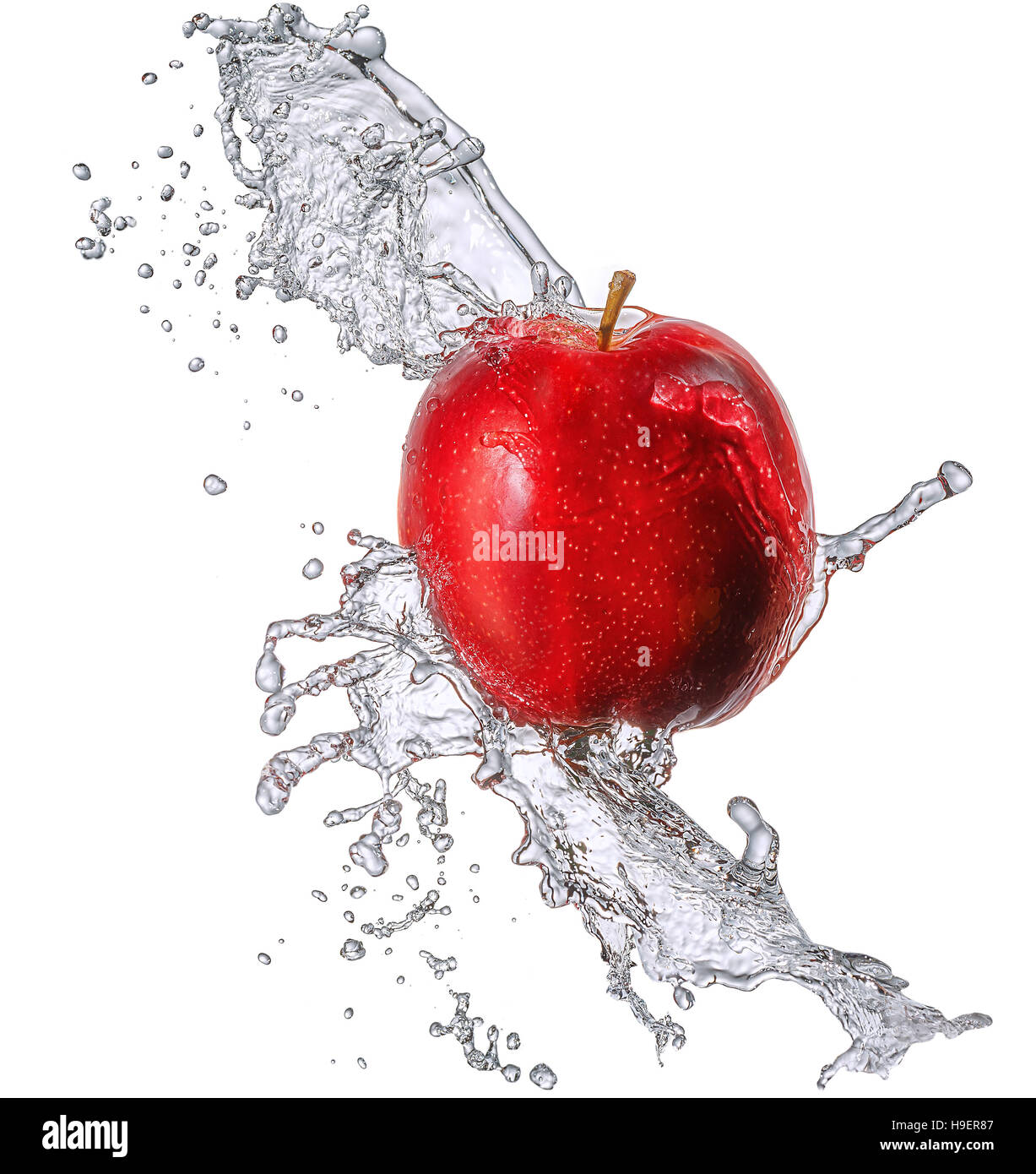 Water splash with apple isolated Stock Photo - Alamy