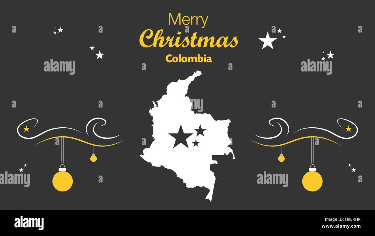 Merry Christmas illustration theme with map of Colombia Stock Vector