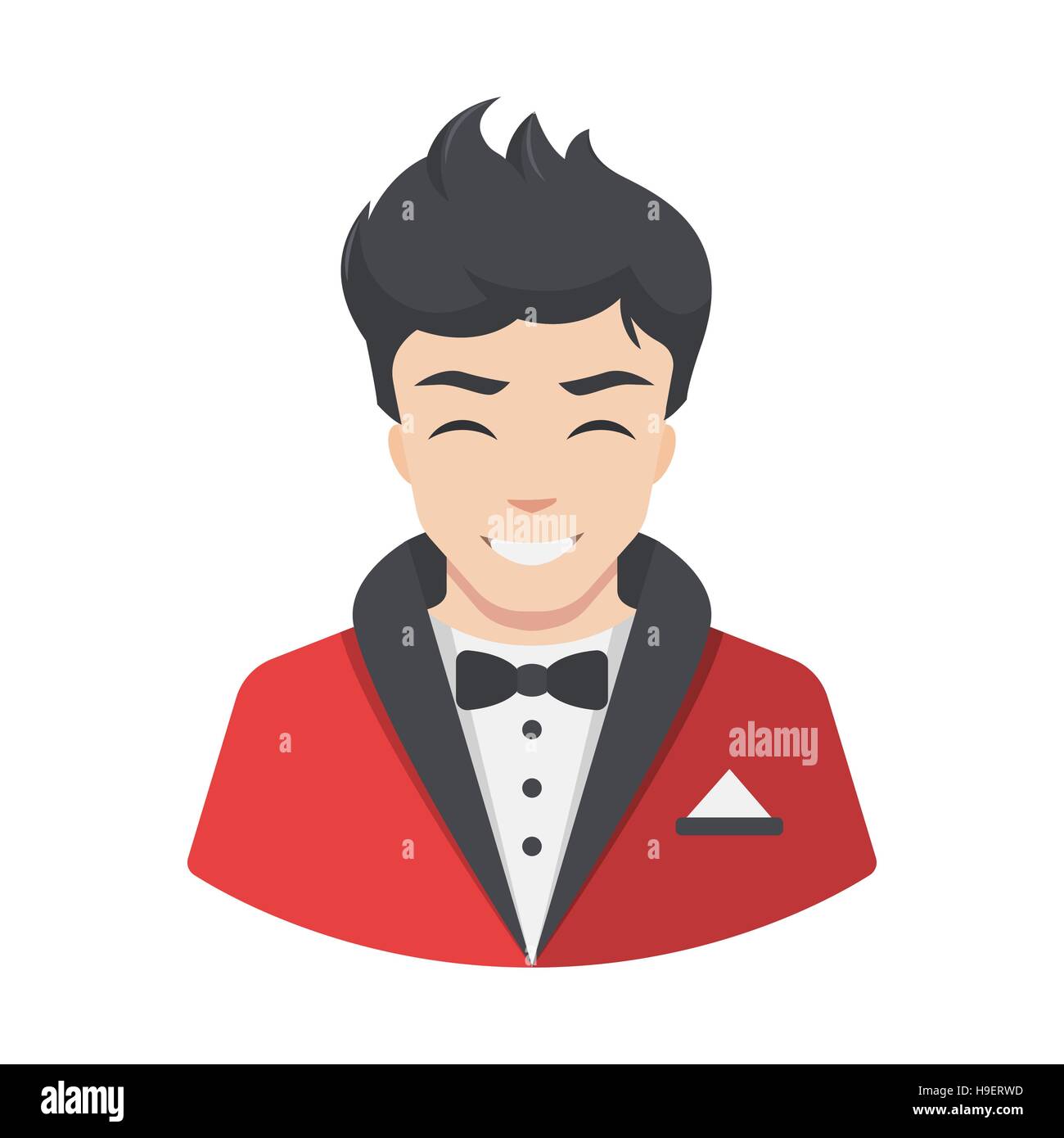 Actor icon. Rich celebrity men actor in suit tailcoat. Flat style vector illustration isolated on white background. Stock Vector