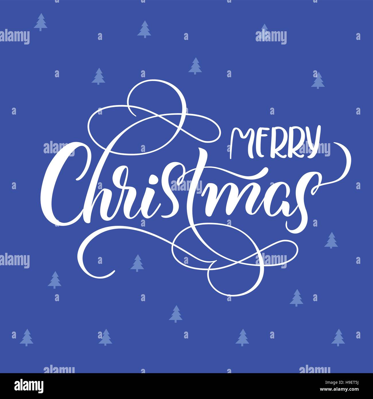blue holiday background with text Merry Christmas. calligraphy and lettering. Vector blue holiday background with text Merry Christmas. calligraphy and lettering. Vector