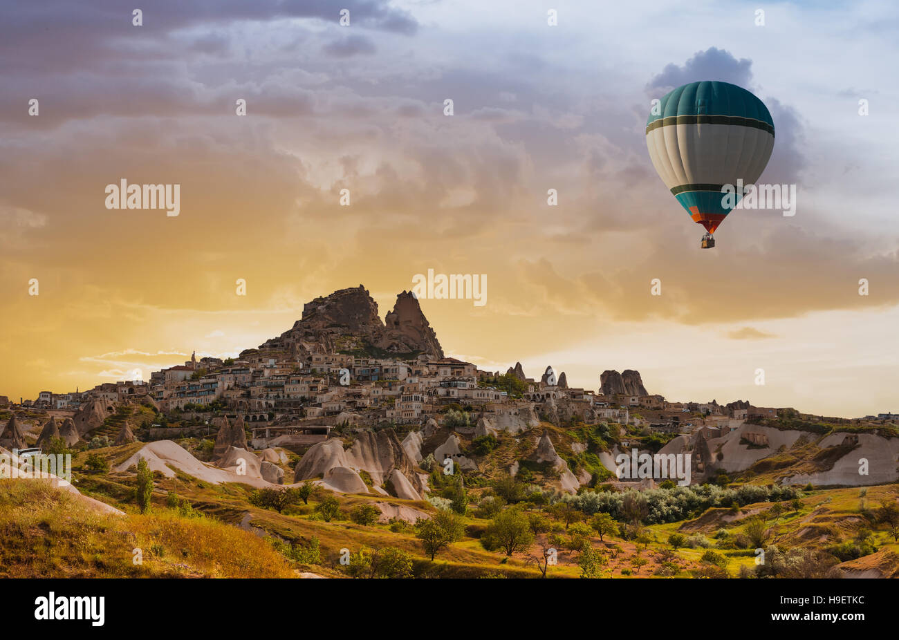 Colorful hot air balloons over valley Cappadocia Stock Photo - Alamy