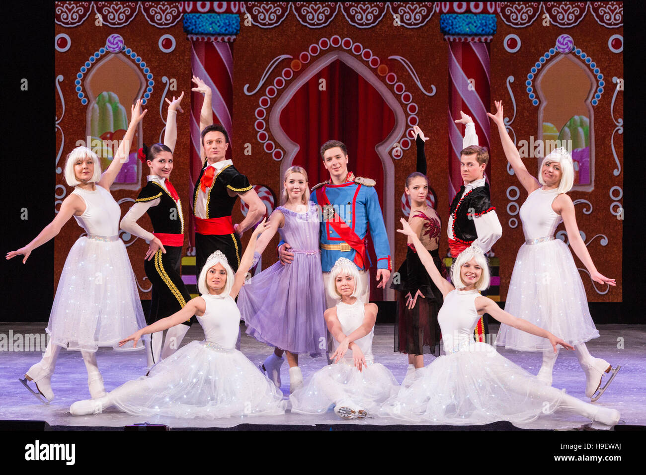 London, UK. 21 November 2016. The Imperial Ice Stars perform The Nutcracker on Ice at the Winter Palace Theatre in the Hyde Park Winter Wonderland from 18 November 2016 to 2 January 2017. This new theatrical attraction for 2016 celebrates the Winter Wonderland's 10th anniversary. Stock Photo
