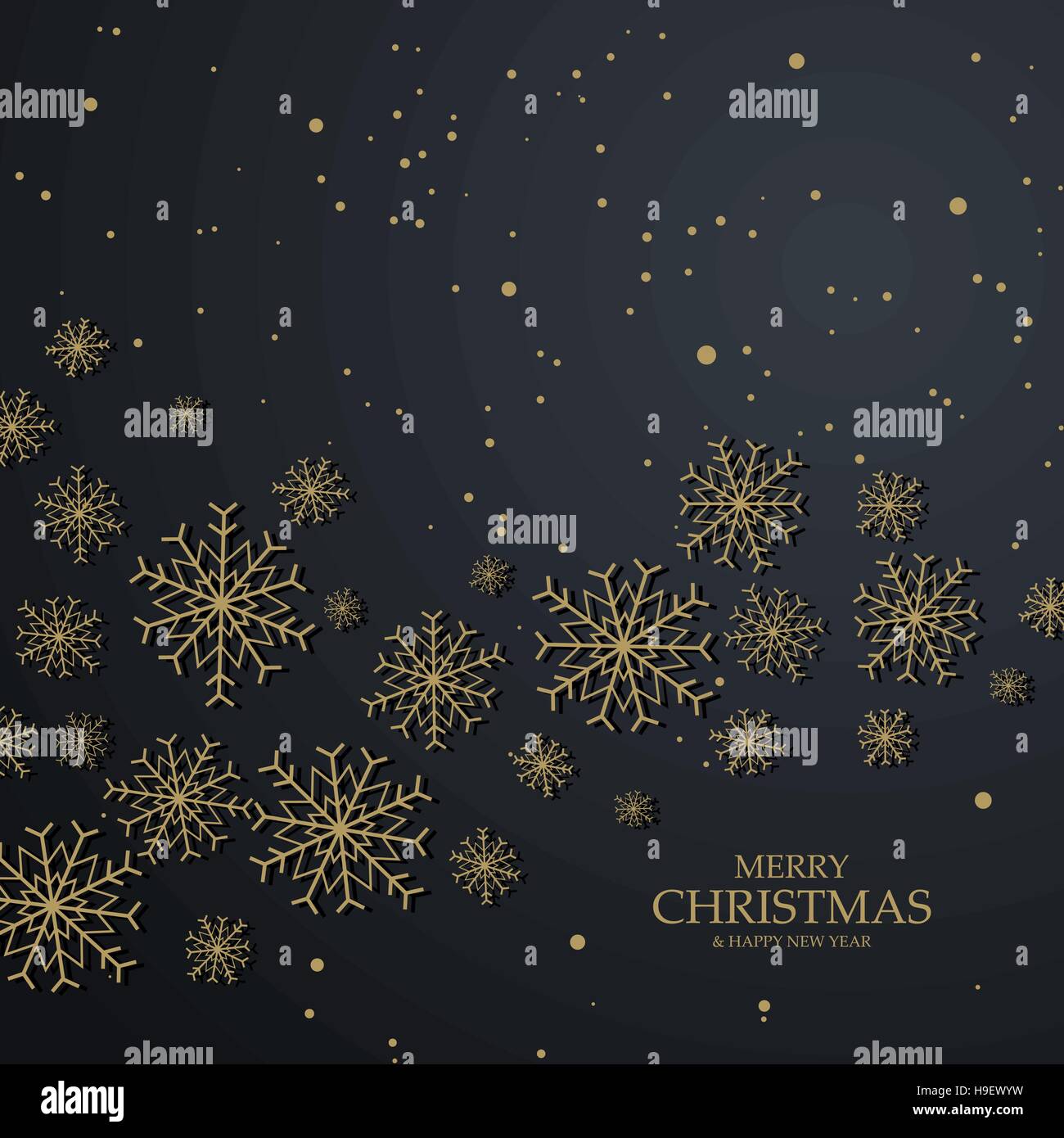 Black christmas background with golden snowflakes Stock Vector Image ...