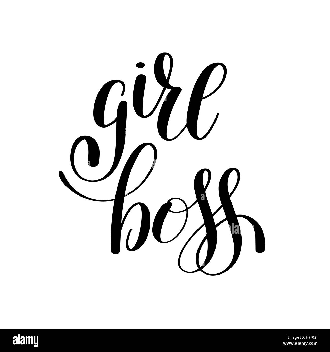 girl boss handwritten positive inspirational quote brush typogra Stock Vector