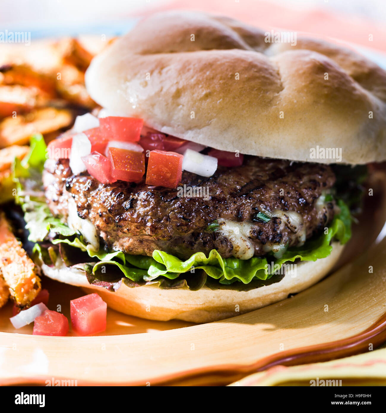 Stuffed mozzarella cheeseburger Stock Photo Alamy