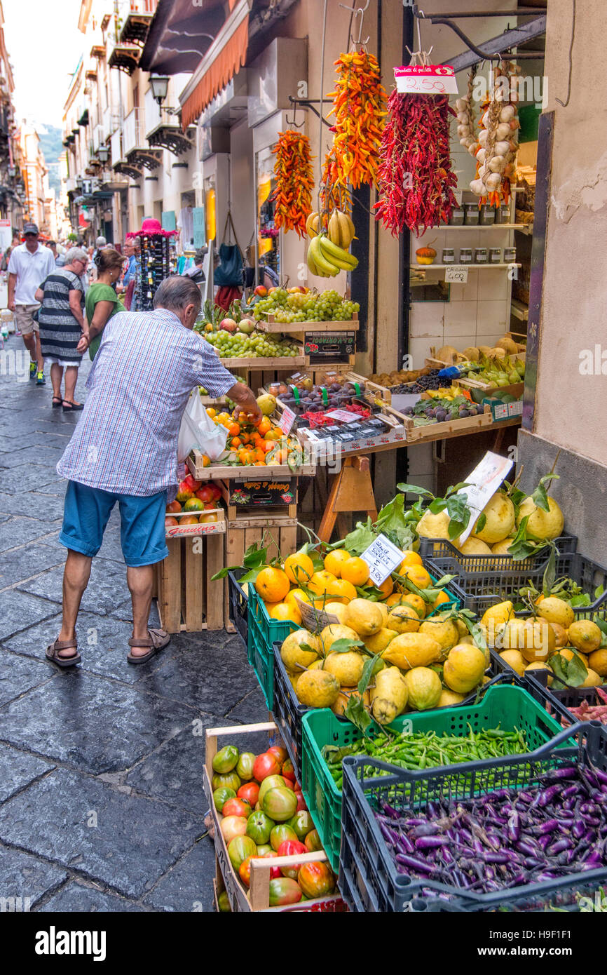 Street in  Sorrento, Gulf of Naples, Campania, Italy Stock Photo
