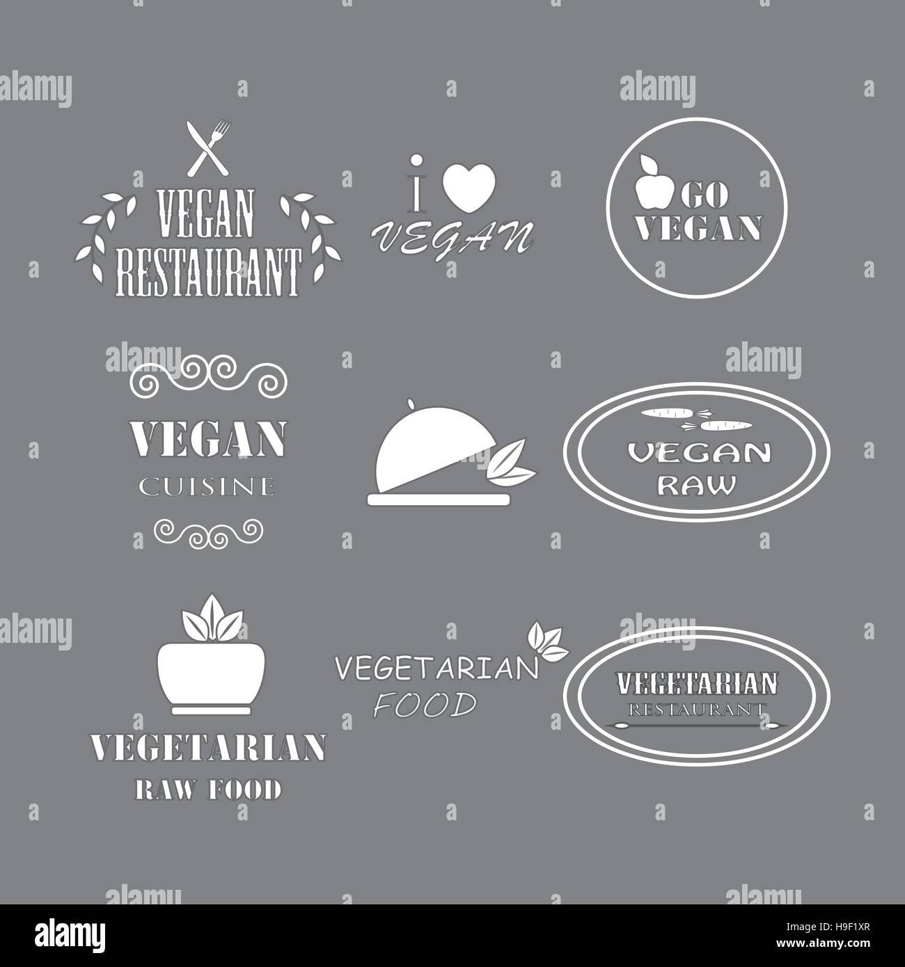 Set of labels company vegan vegetarian healthy food Stock Vector Image ...