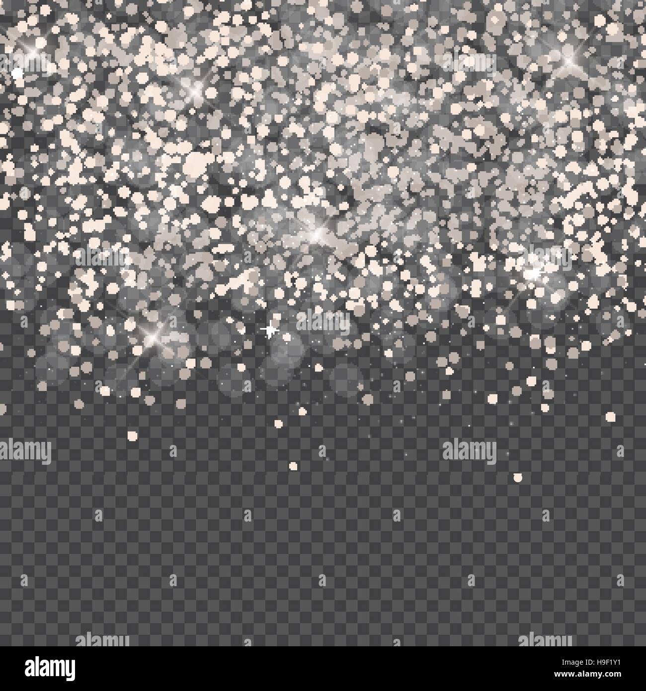 Falling Shining Snowflakes and Snow on Transparent Background ...