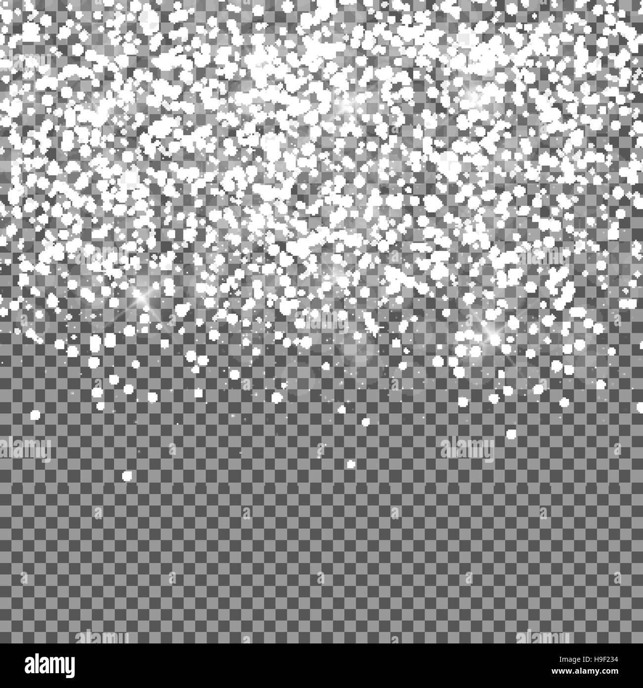 Falling Shining Snowflakes and Snow on Transparent Background. C Stock ...