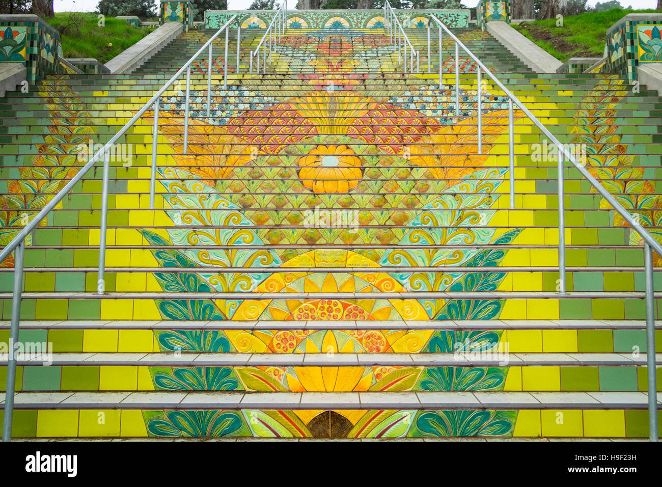 A view of the beautiful, elaborate Lincoln Park Steps in San Francisco, California. Stock Photo