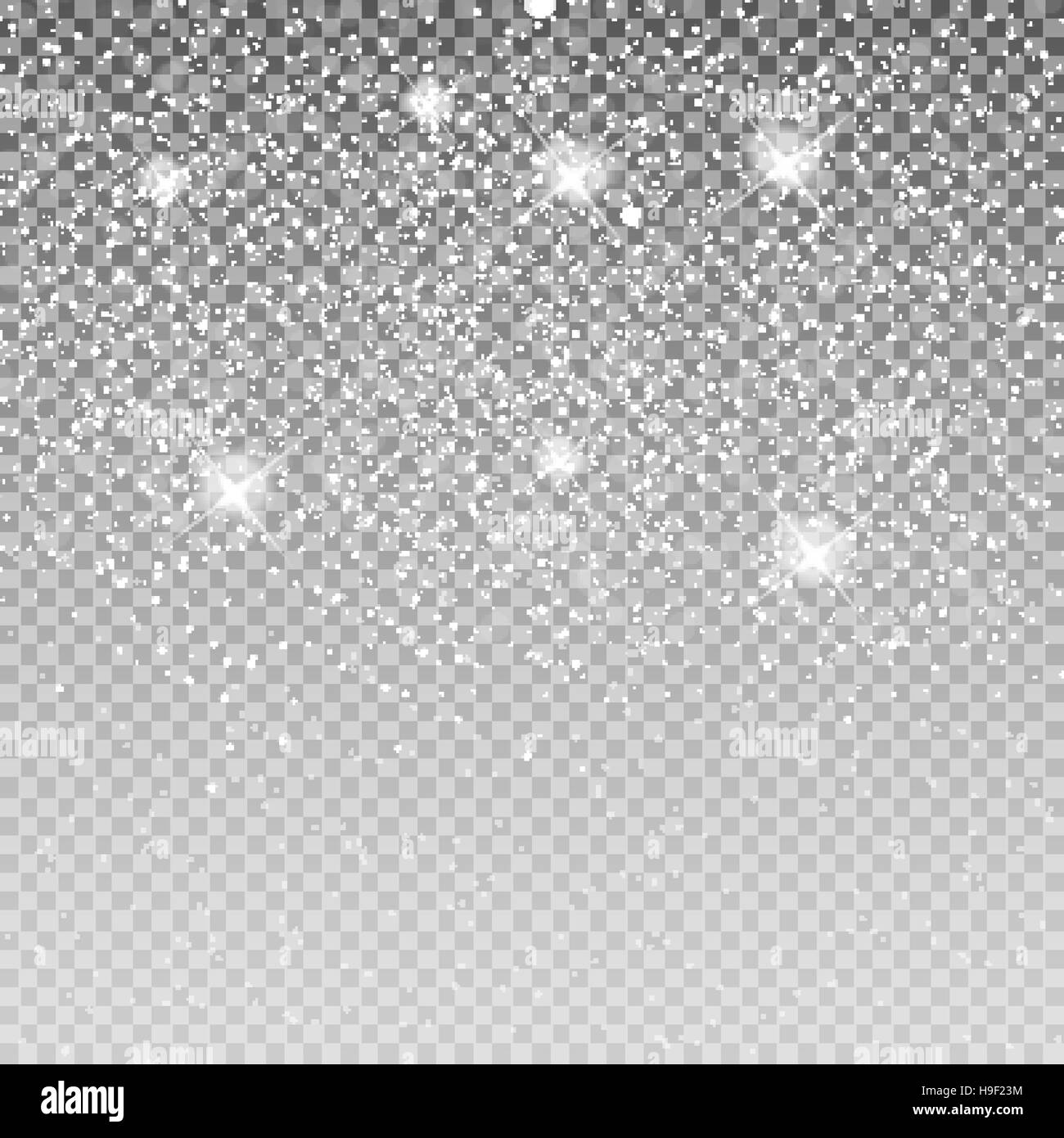 Falling Shining Snowflakes and Snow on Transparent Background. C Stock ...