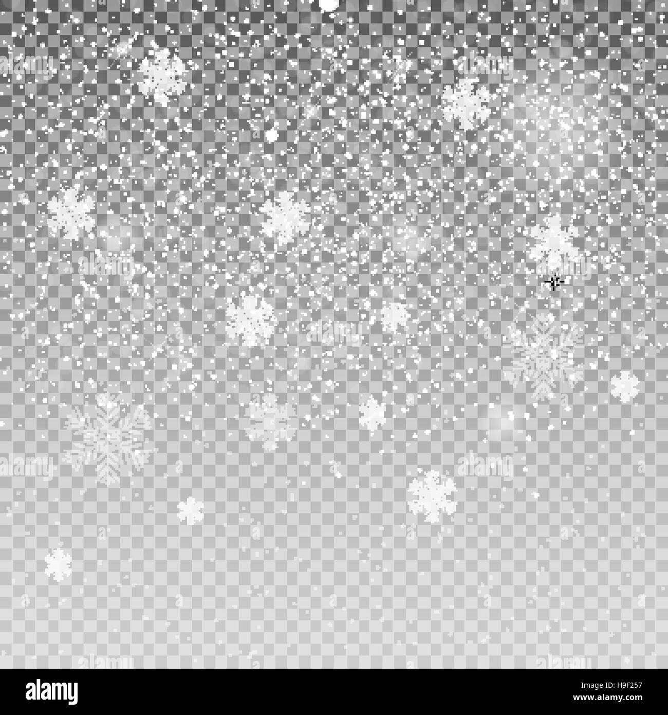 Falling Shining Snowflakes and Snow on Transparent Background. C Stock ...