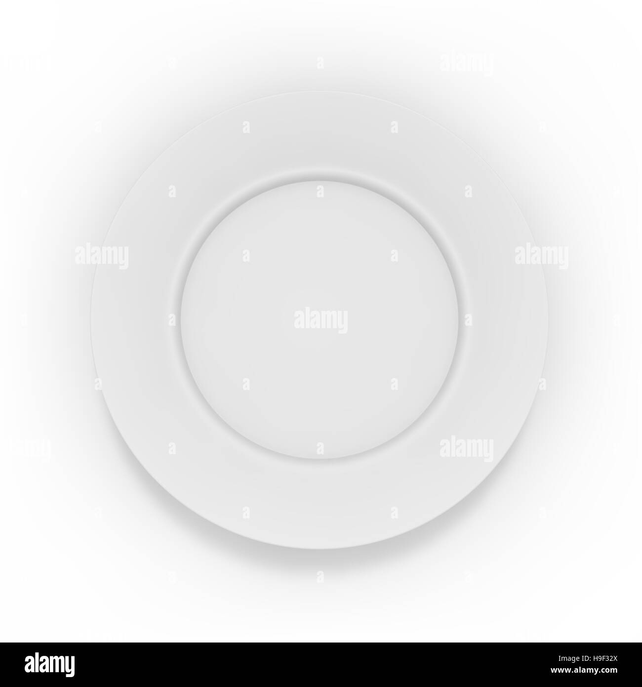 White empty plate on the floor on an isolated background Stock Photo ...