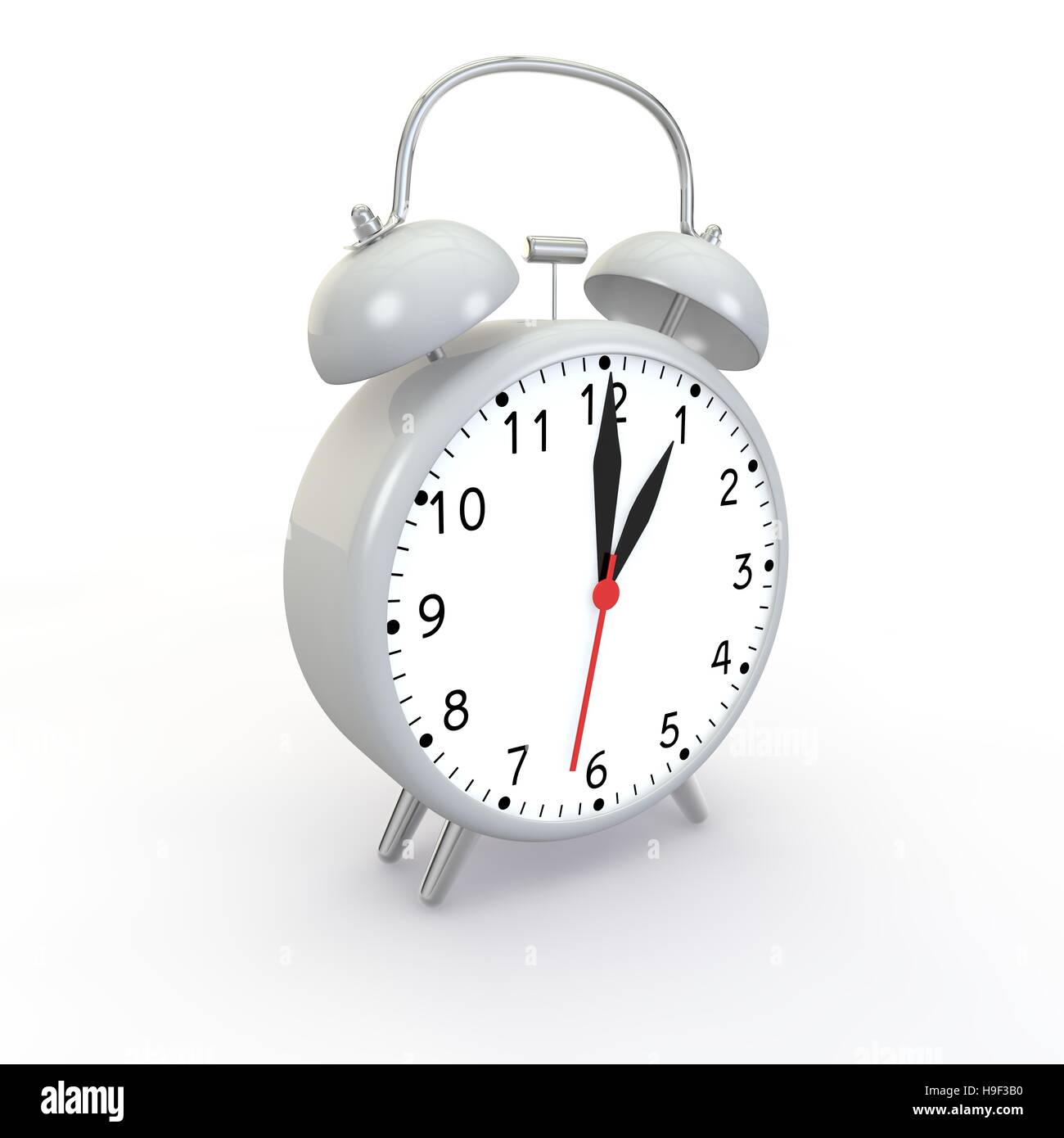 Old alarm clock grey on white isolated background Stock Photo - Alamy