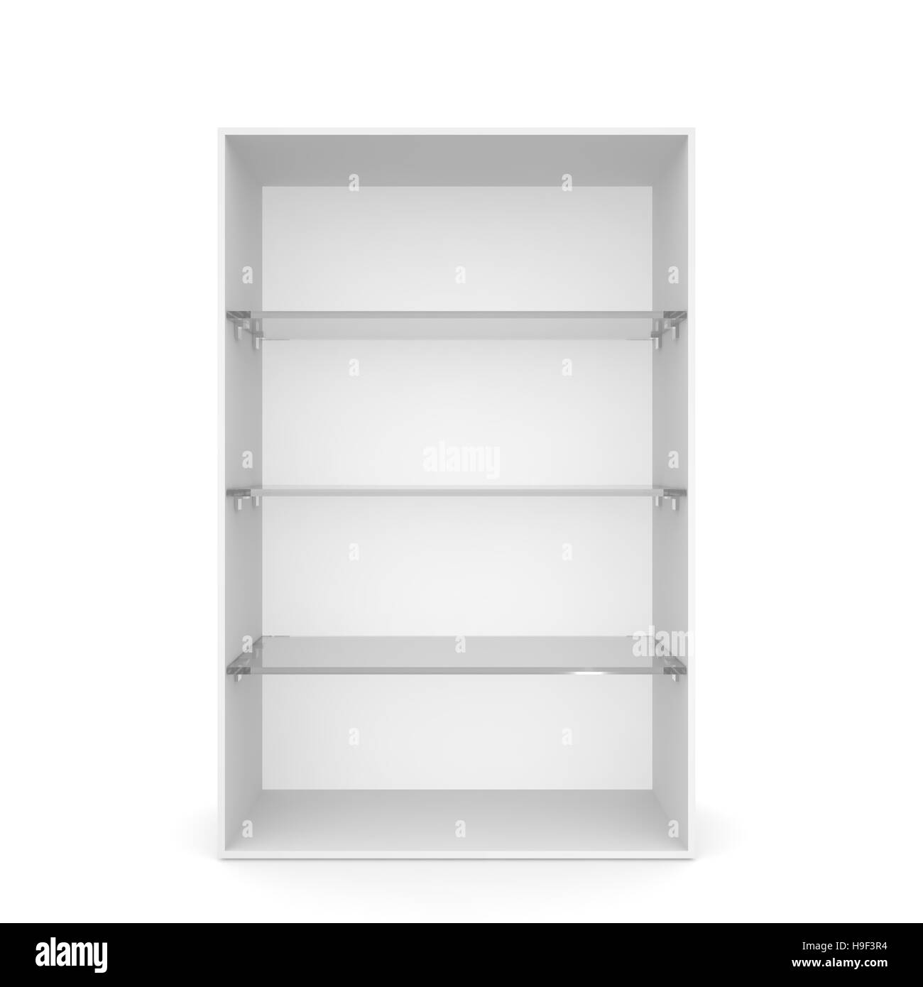 White empty showcase with glass shelves. 3D rendering Stock Photo Alamy