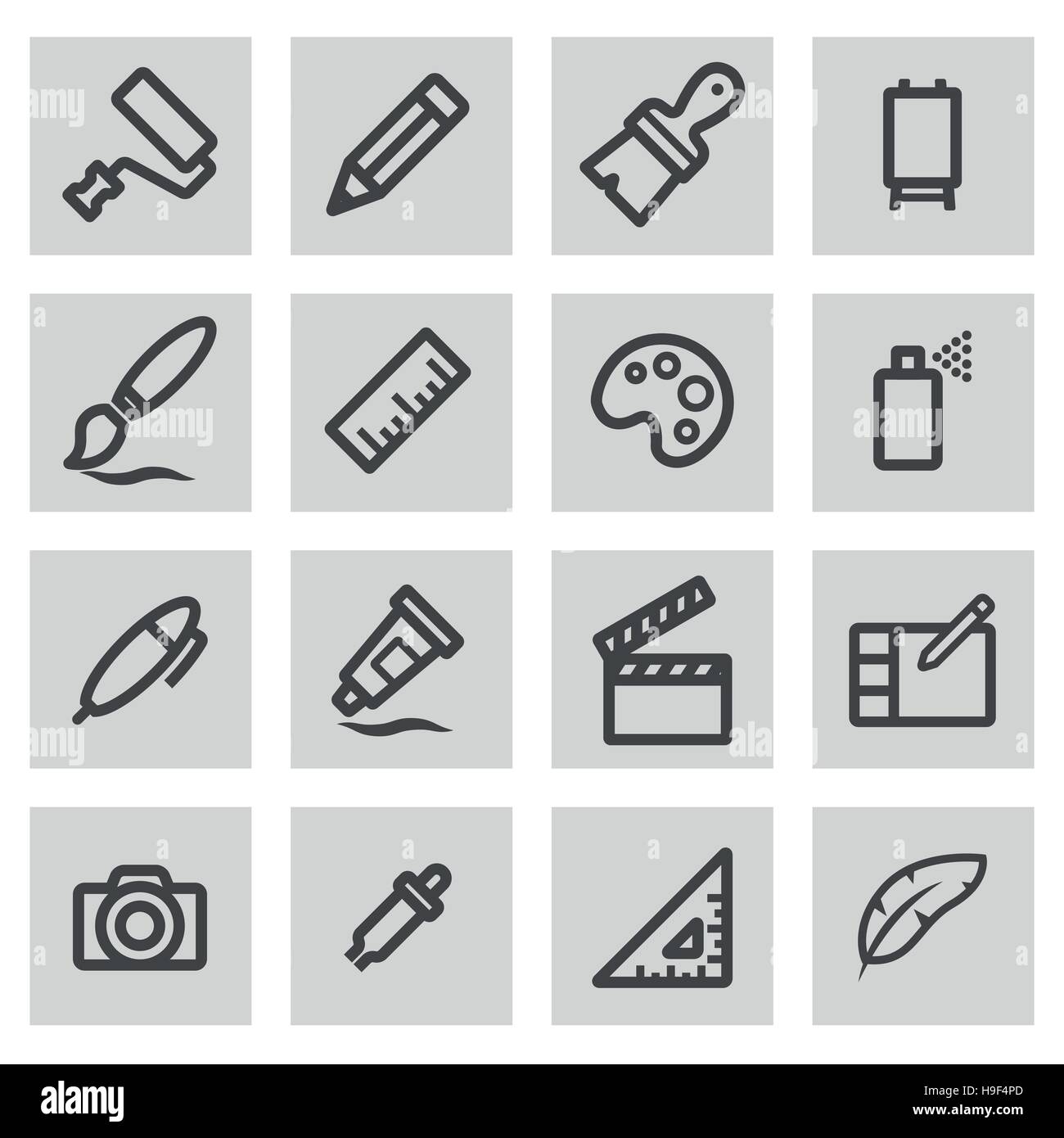 Vector line art tools icons set on grey background Stock Vector Image ...