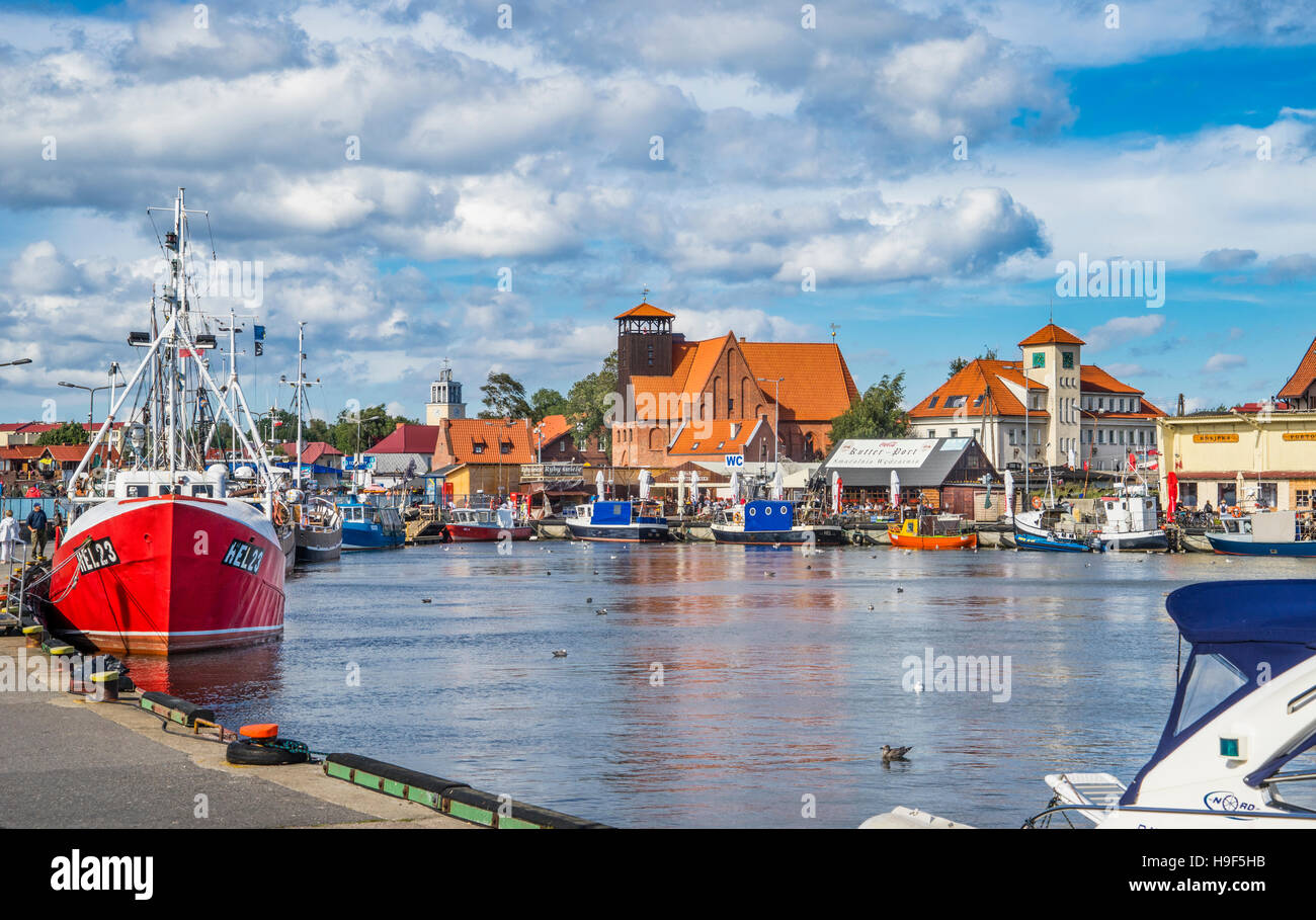 Poland, Pomerania, Hel Peninsula, view of the town of Hel from Port Hel Stock Photo