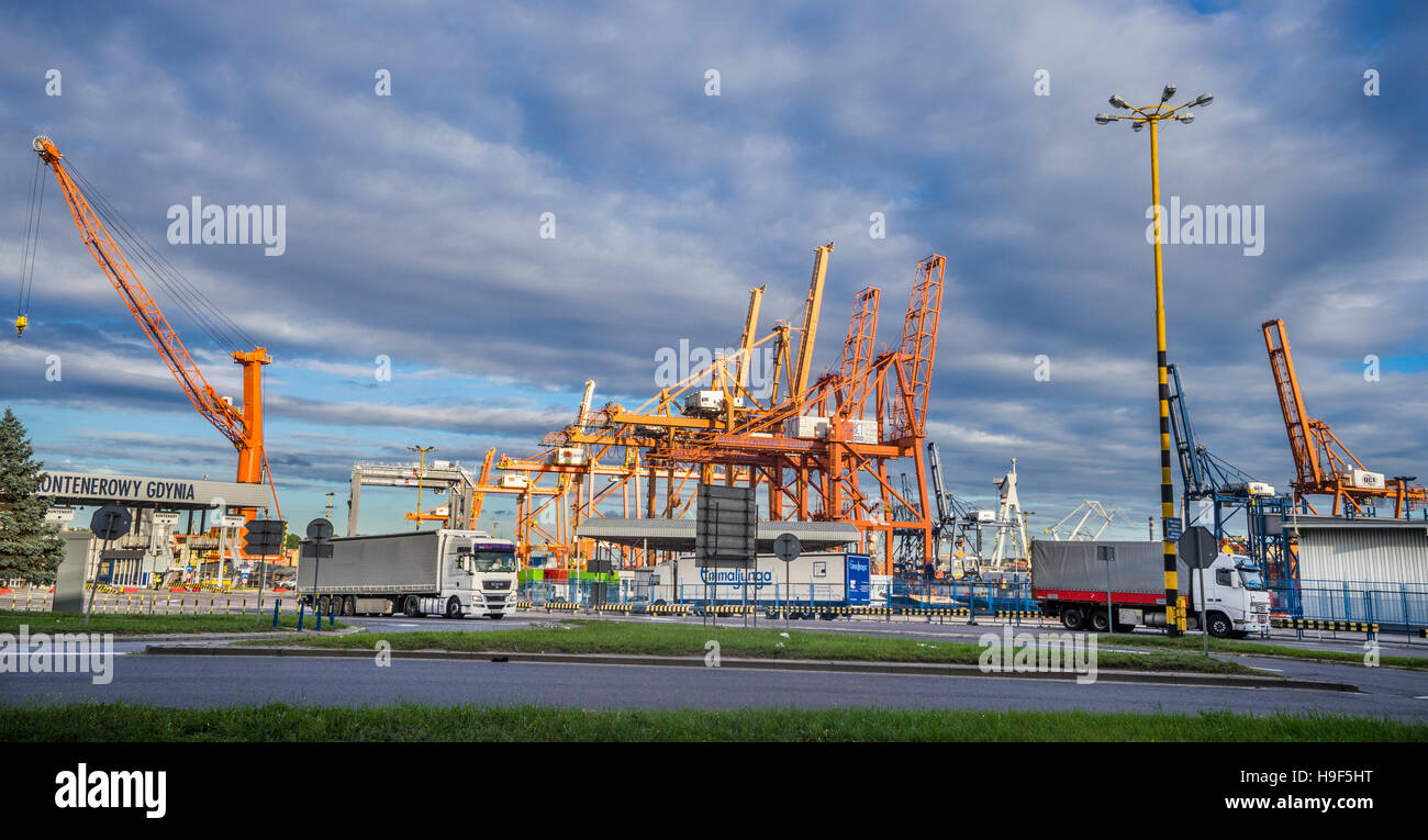 Poland, Pomerania, Port of Gdynia, Baltic Container Terminal Stock Photo