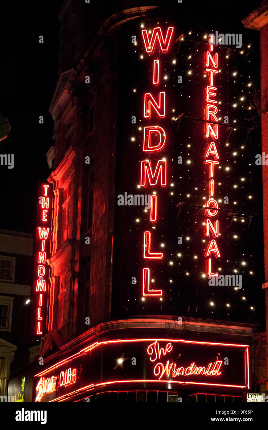 The Windmill Theatre in London now renamed as Windmill International. Stock Photo