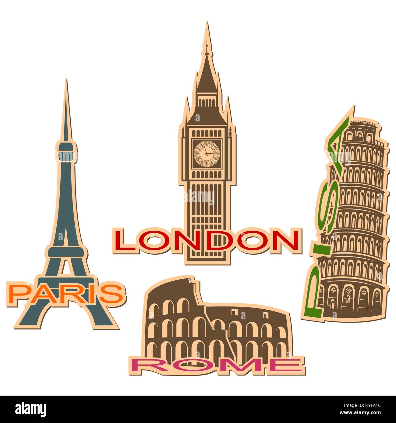 Set of cities symbols Stock Vector Image & Art - Alamy
