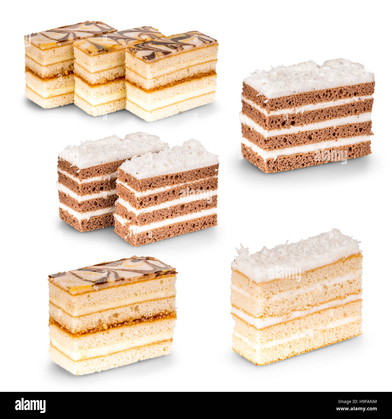 Various cake pieces Stock Photo