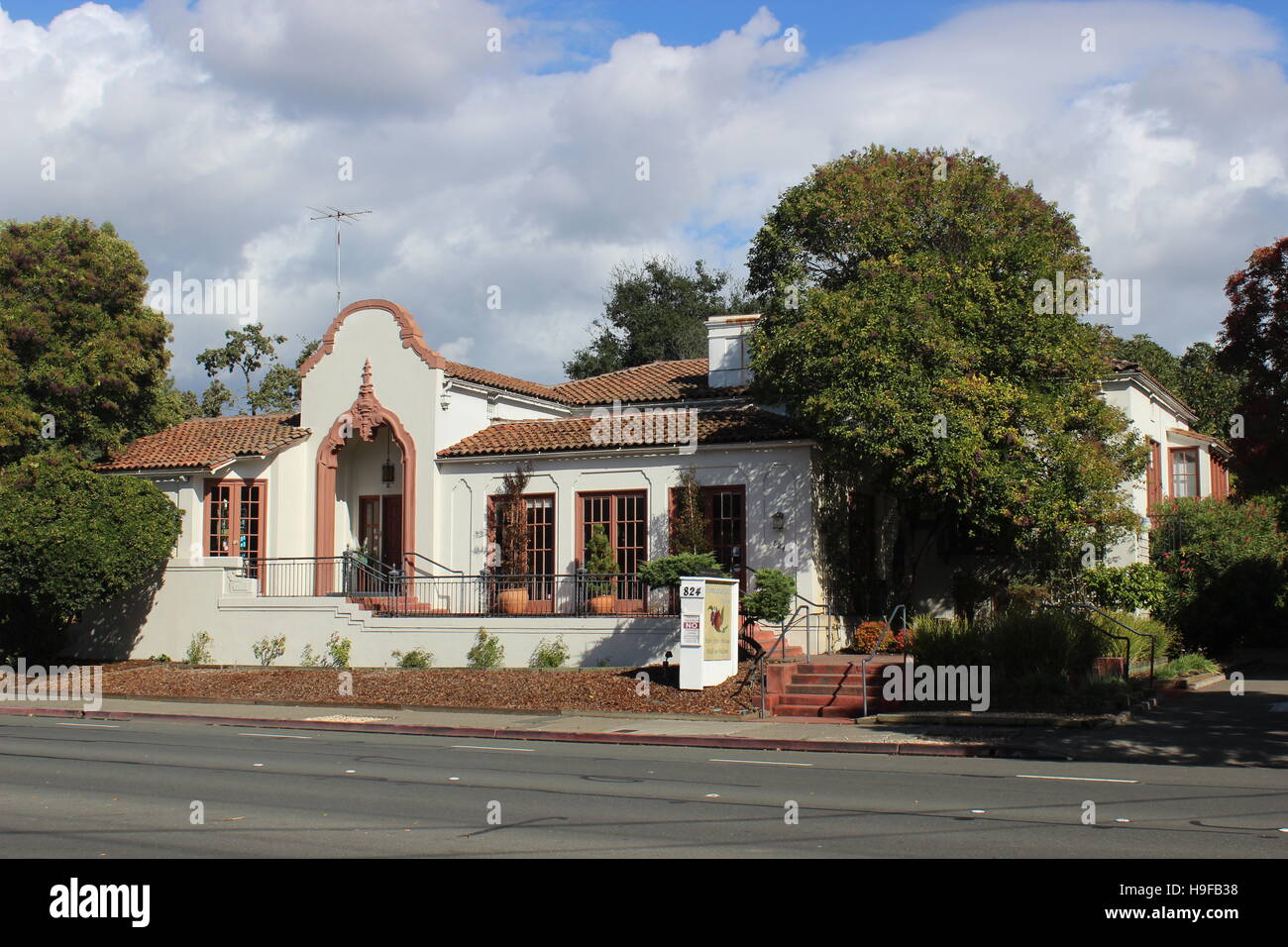Spanish Colonial Revival House, Junior College, Santa Rosa, California Stock Photo