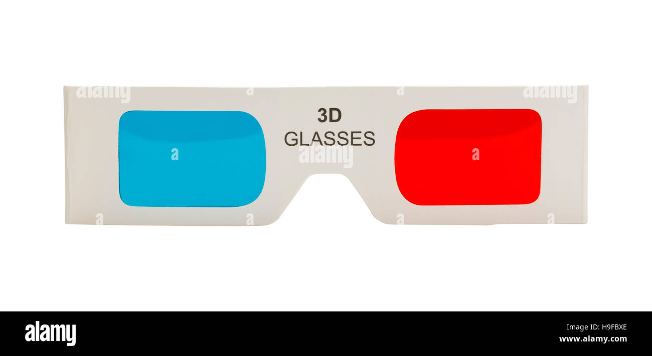 3D Movie Glasses Isolated on White Background. Stock Photo