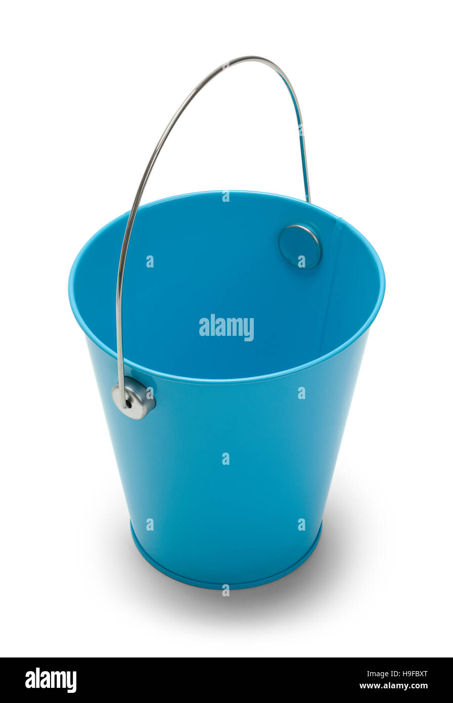 Small Blue Metal Bucket Isolated on White Background Stock Photo Alamy