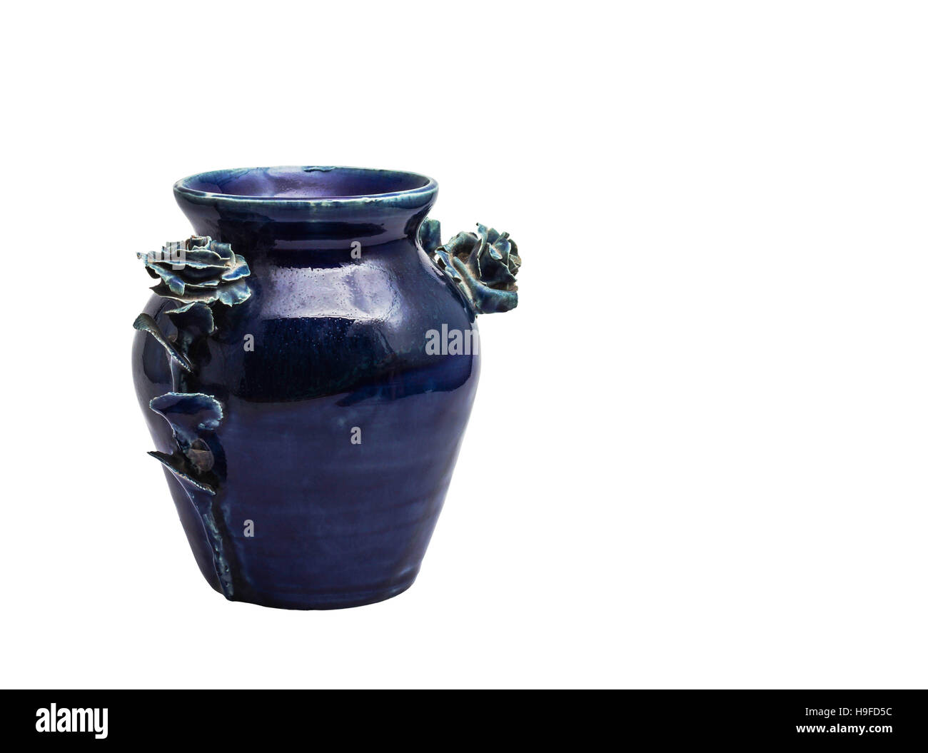 Old blue vase on a white background Stock Photo - Alamy