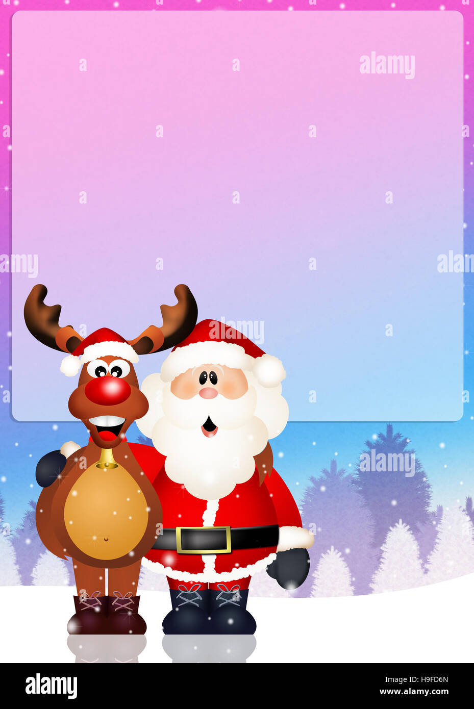 Santa Claus and reindeer Stock Photo - Alamy