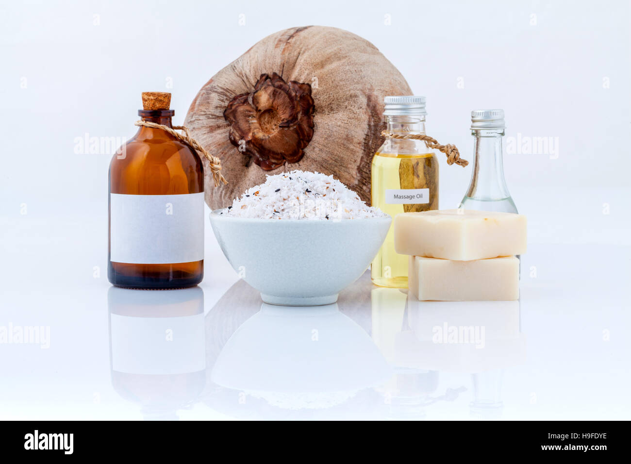 Coconut essential Oils natural Spa Ingredients for scrub ,massag Stock Photo