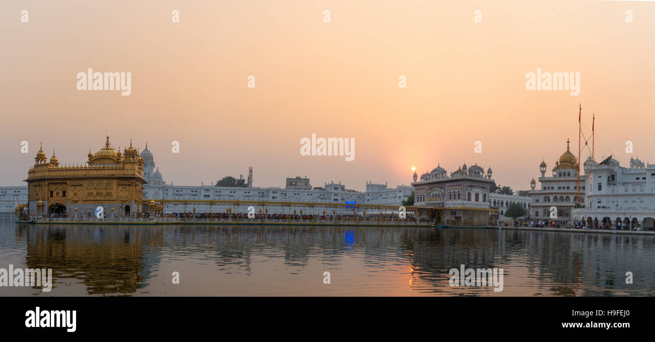 Panorama of the Golden Temple,Sri Harmandir Sahib,  Amritsar, India Stock Photo