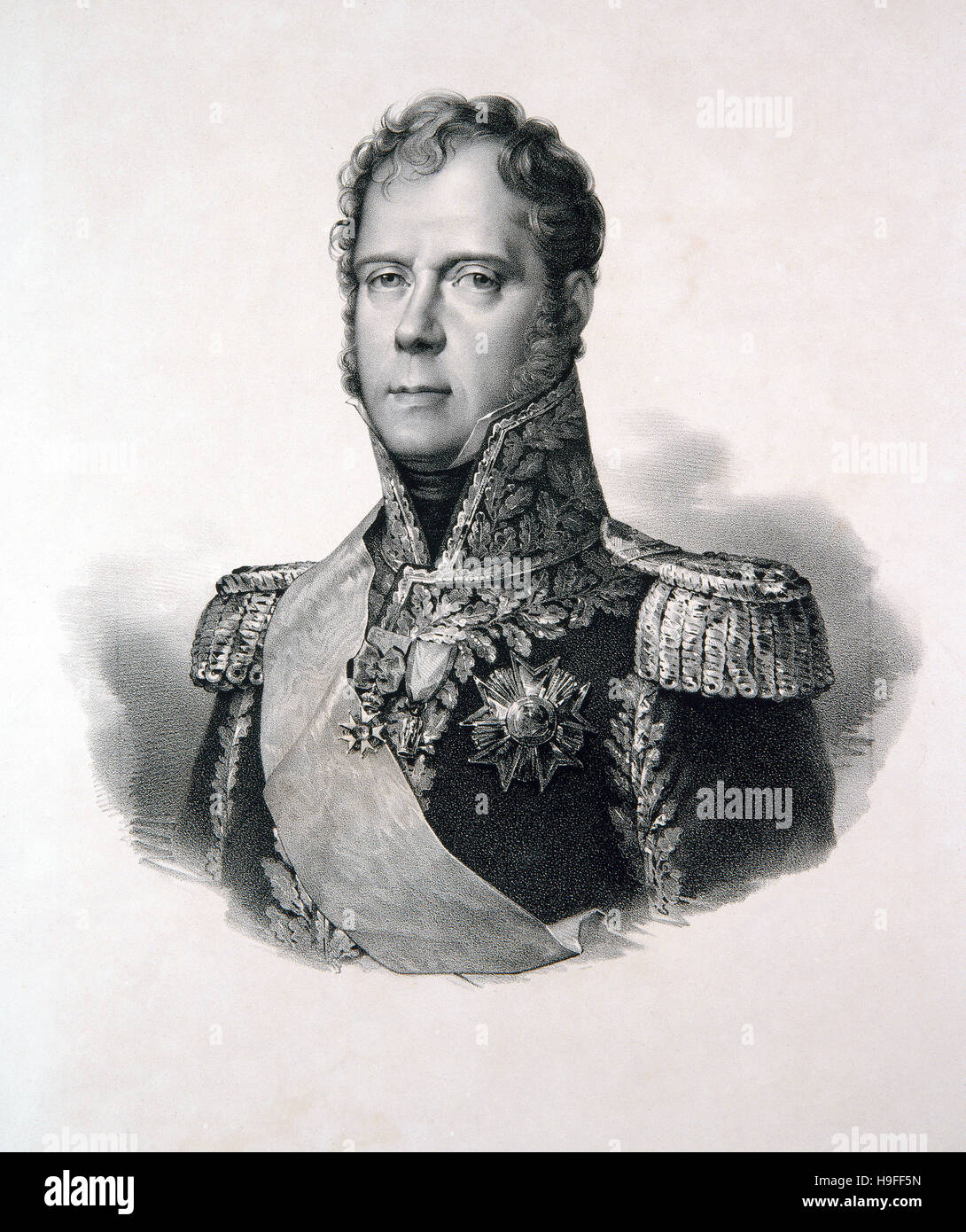 Engraving - Portrait of Marshal Ney - 1825 Stock Photo