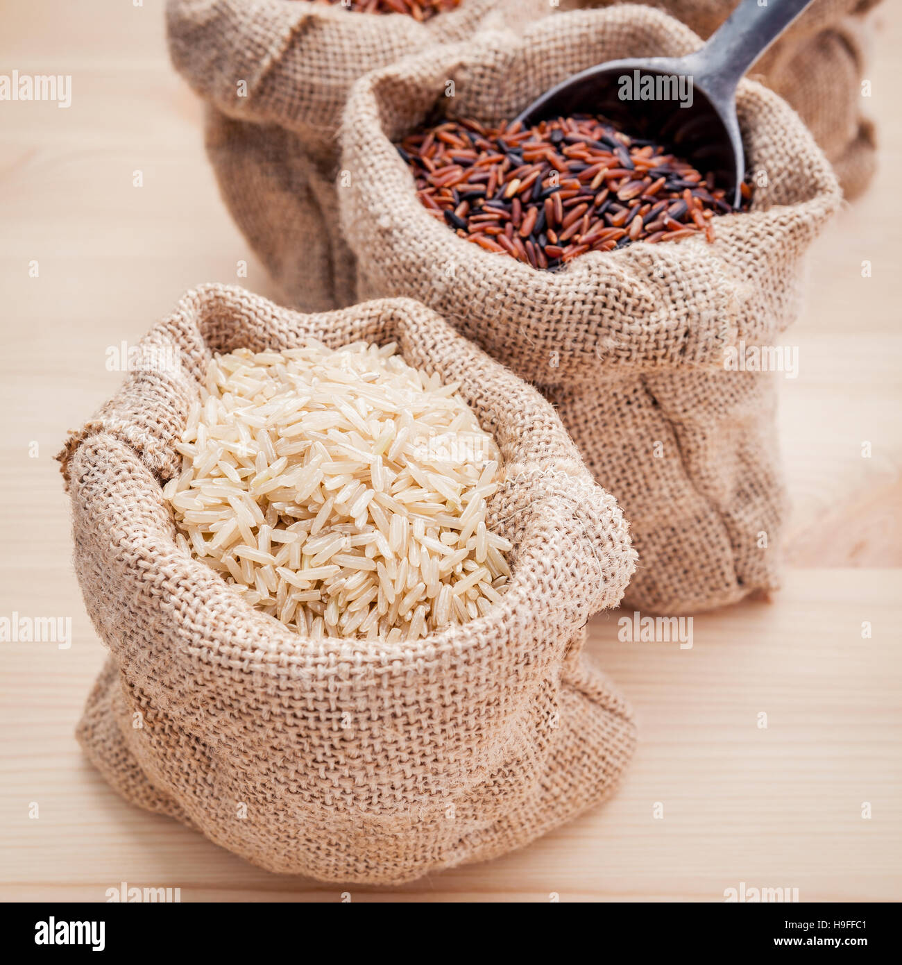 Mixed whole grain traditional thai rices best rices for healthy Stock Photo