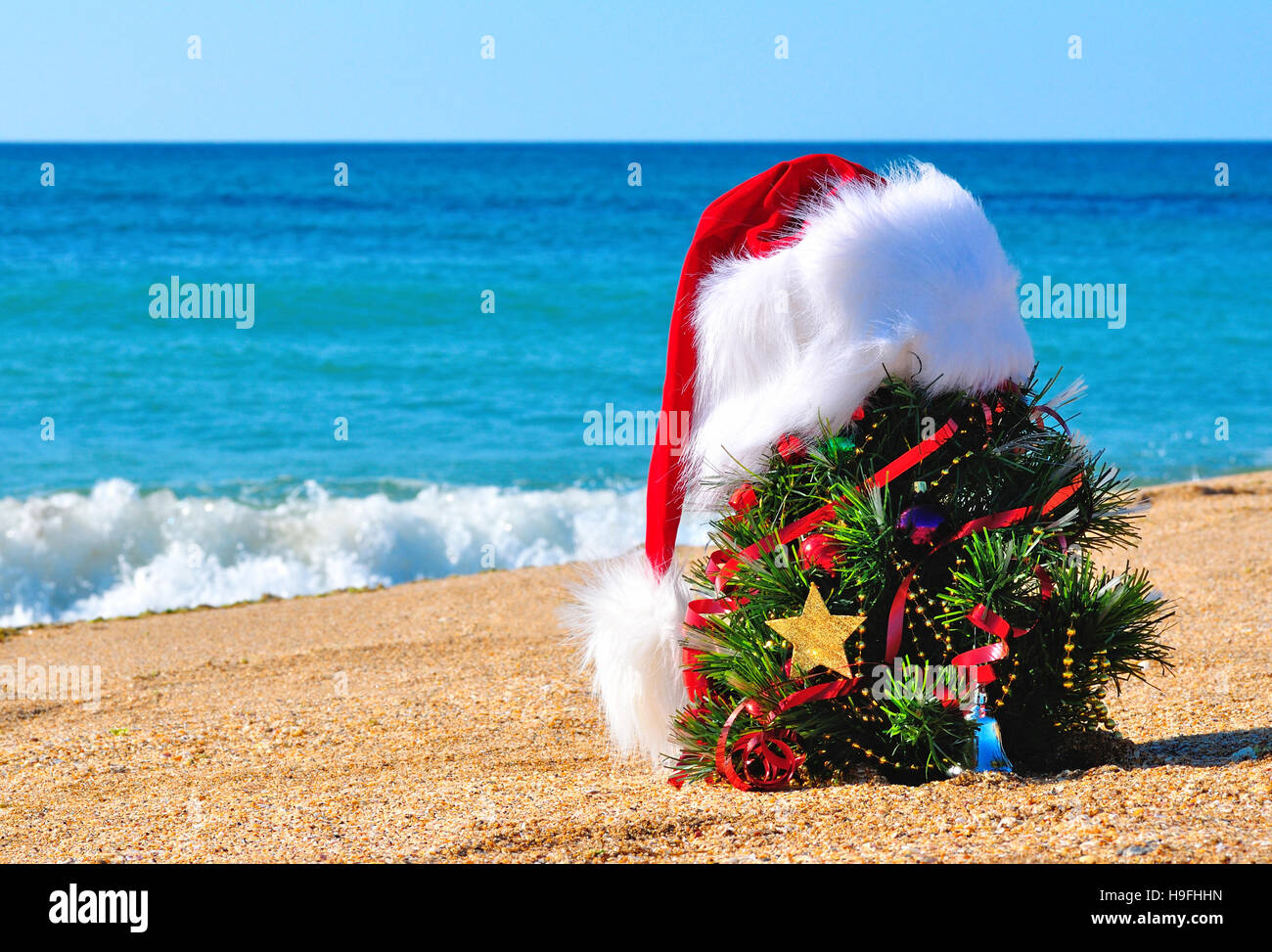 christmas tree on beach Stock Photo Alamy