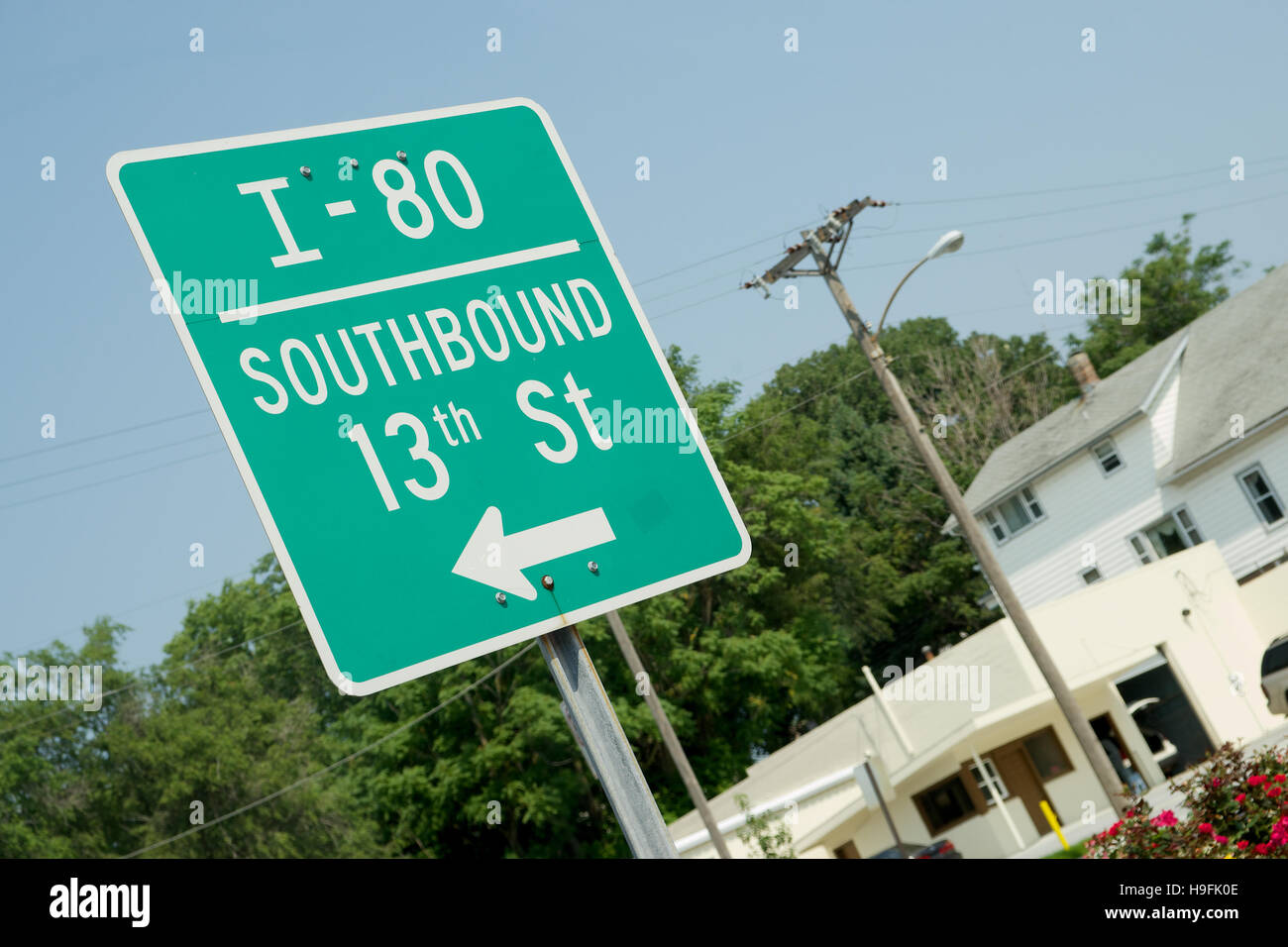 Road sign for I80 in Omaha, Nebraska, USA Stock Photo Alamy